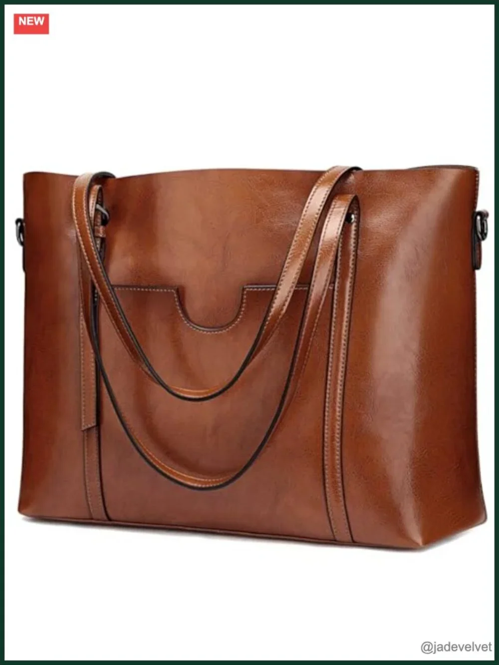 Genuine Leather Satchel Work Tote with Adjustable Shoulder Strap